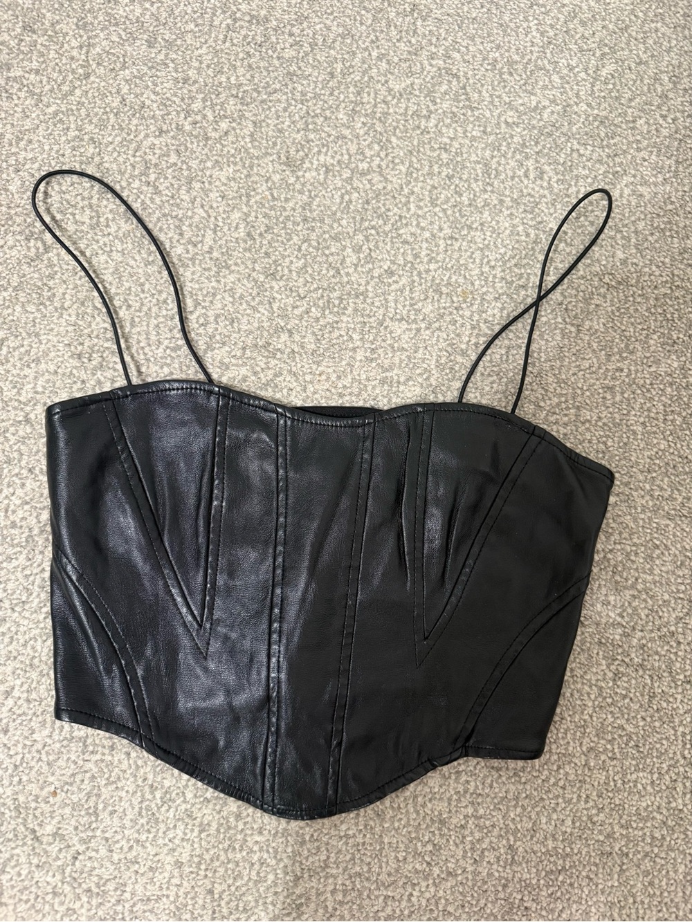 Forever 21 Black Leather Bustier Crop Top